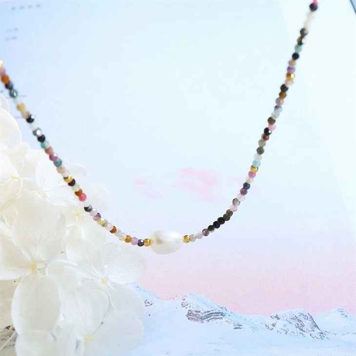 Multi Natural Stone Freshwater Pearl Necklace factory