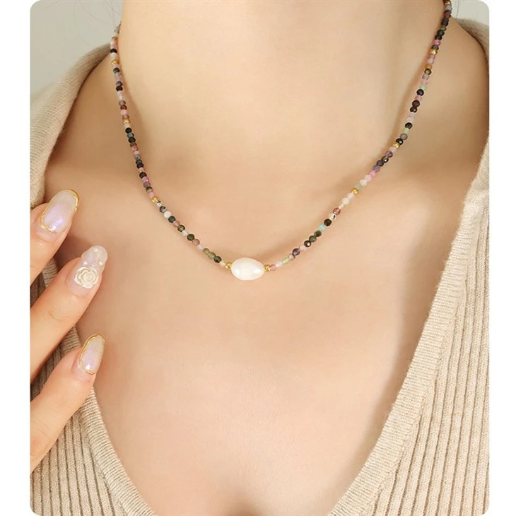Multi Natural Stone Freshwater Pearl Necklace suppliers