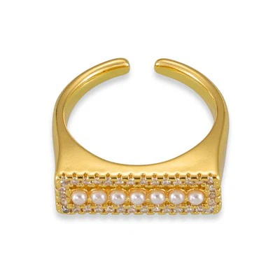 Anell de segell obert de perles